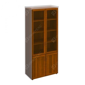 Шкаф для документов со стеклянными дверьми в рамке Мастер, темный орех (90х45х208) МТ 379 в Орске