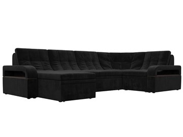 П-образный диван Лига-035, Черный (велюр) в Бузулуке