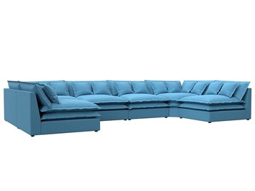 Большой П-образный диван Лига-040, Амур голубой (рогожка) в Бузулуке