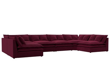 Большой П-образный диван Лига-040, Бордовый (микровельвет) в Бузулуке
