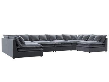 Большой П-образный диван Лига-040, Серый (велюр) в Бузулуке
