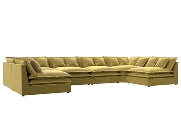 Большой П-образный диван Лига-040, Желтый (микровельвет) в Бузулуке
