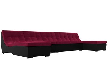 П-образный диван Монреаль, Бордовый\Черный (Микровельвет\Экокожа) в Бузулуке
