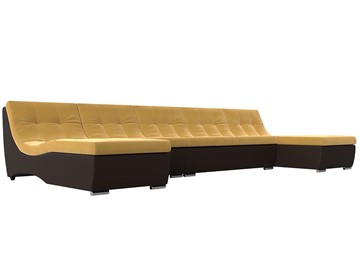 П-образный диван Монреаль, Желтый\Коричневый (Микровельвет\Экокожа) в Бузулуке