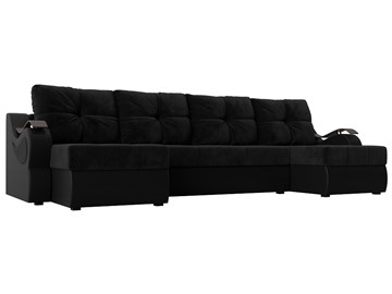 П-образный диван Меркурий П, Черный\Черный (Велюр\Экокожа) в Бузулуке
