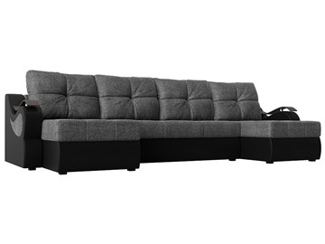 П-образный диван Меркурий П, Серый/черный (рогожка/экокожа) в Орске