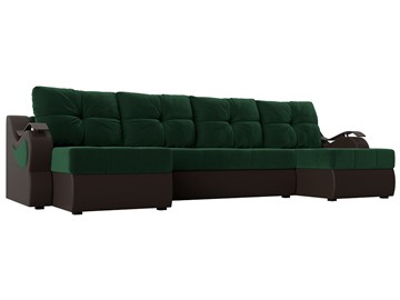 П-образный диван Меркурий П, Зеленый\Коричневый (Велюр\Экокожа) в Бузулуке