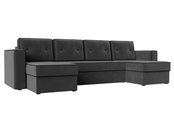 П-образный диван Принстон, Серый\Черный (Велюр) боннель в Бузулуке