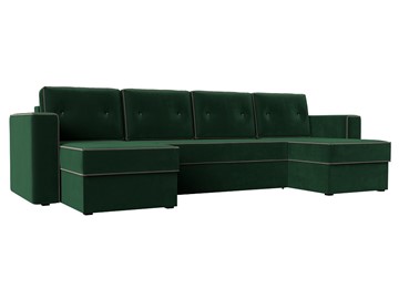 П-образный диван Принстон, Зеленый\Коричневый (Велюр) боннель в Бузулуке