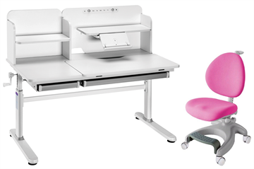 Комплект парта + кресло Iris II Grey + Cielo Pink + чехол для кресла в подарок в Орске