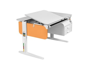 Детский стол-трансформер L/70-45 (СУТ.62)  + Tumba 7 белый-оранжевый/белый/белый с лотком в Бузулуке