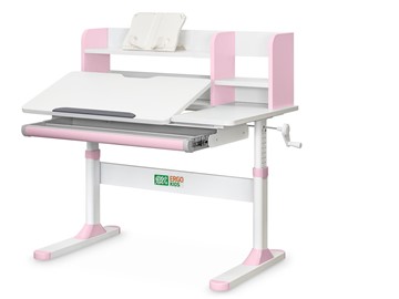 Растущий стол Ergokids TH-330 Pink TH-330 W/PN, столешница белая / накладки на ножках розовые в Орске