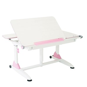 Детский стол-трансформер Эргономик G6-S с газлифтом и большим пеналом, Белый + Розовый в Орске