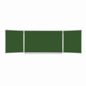 Доска для мела магнитная 3-х элементная 100х150/300 см, 5 рабочих поверхностей, зеленая, BRAUBERG, 231707 в Орске