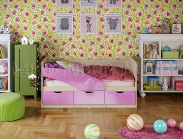 Кровать в детскую Бабочки 800*1600, Сиреневый глянец в Бузулуке