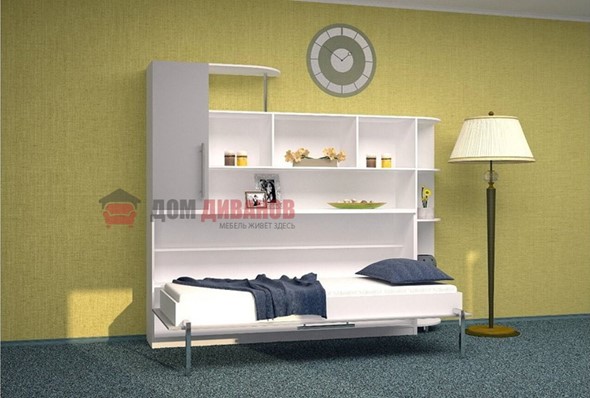 Детская кровать-шкаф Горизонтальная в серых тонах, Белый шагрень/Алюминий (900х2000) в Бузулуке - изображение