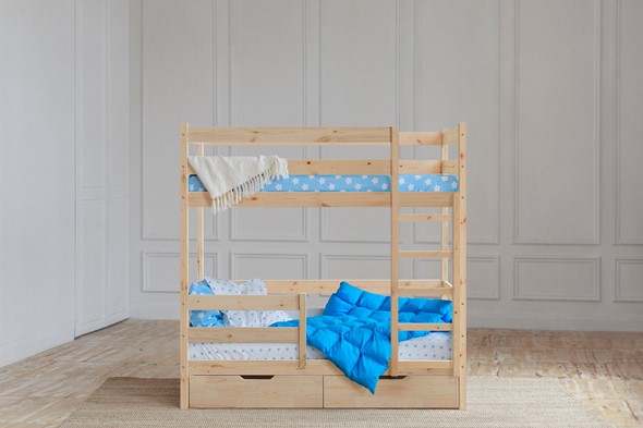 Детская 2-х ярусная кровать без крыши с ящиками, без покраски в Бузулуке - изображение