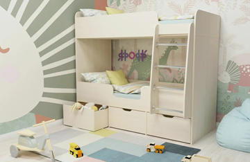 Двухэтажная детская кровать Малыш двойняшка 70х160, корпус Дуб молочный, фасад Дуб молочный в Бузулуке