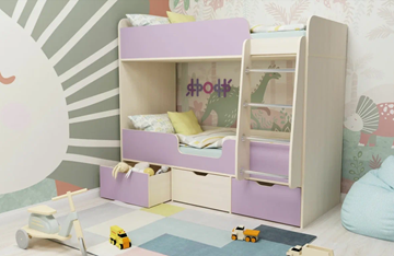 Двухэтажная детская кровать Малыш двойняшка 70х160, корпус Дуб молочный, фасад Ирис в Бузулуке