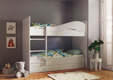 Детская двухэтажная кровать Мая с 2 ящиками на щитах, цвет Млечный дуб в Бузулуке - предосмотр