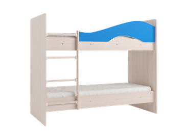 Кровать 2-ярусная Мая с 2 ящиками на щитах, корпус Млечный дуб, фасад Синий в Орске - предосмотр 2