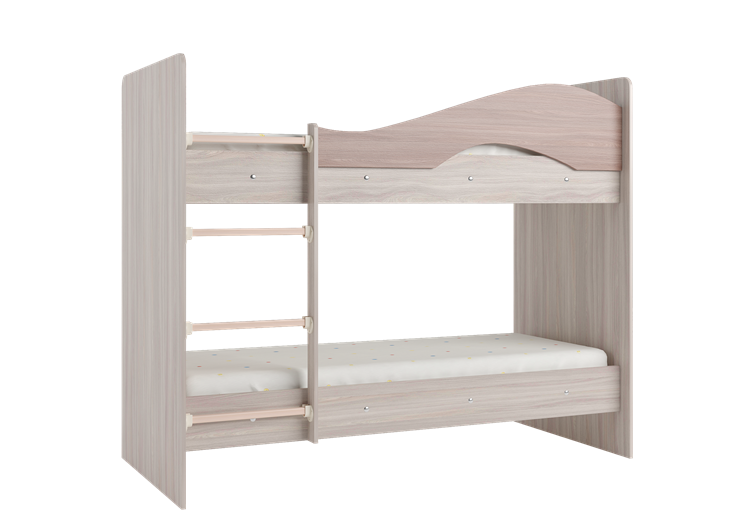 Детская двухъярусная кровать Мая с 2 ящиками на щитах, корпус Шимо светлый, фасад Шимо темный в Бузулуке - изображение 2