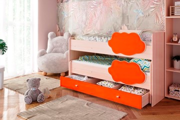 Двухъярусная детская кровать Соник 1.6 с ящиком, Оранжевый в Орске