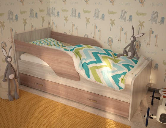Детская кровать Максимка, корпус Шимо светлый, фасад Шимо темный в Бузулуке - изображение