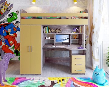 Детская кровать-чердак Аракс, каркас Бетон, фасад Зира в Орске
