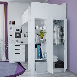 Кровать детская с письменным столом и шкафом POLINI Kids Simple Белый в Бузулуке - предосмотр 3