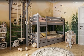 Детская кровать Джуниор двухъярусная с ящиками (Антрацит) в Оренбурге - предосмотр 1
