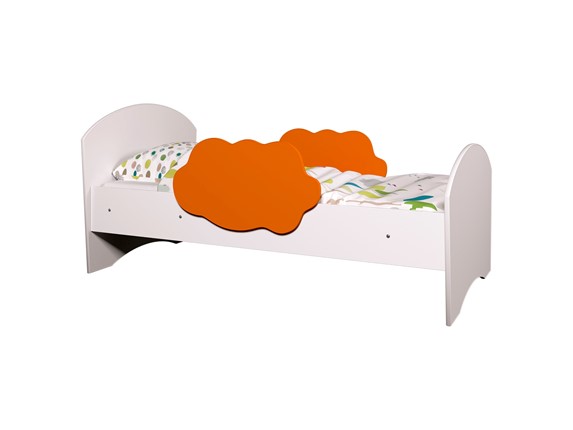 Детская кровать с бортиками Тучка, корпус Белый, фасад Оранжевый в Орске - изображение