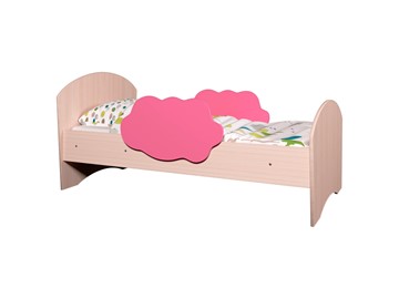 Кровать с бортиками Тучка, корпус Дуб млечный, фасад Розовый в Бузулуке