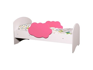 Кровать с бортиками Тучка, корпус Белый, фасад Розовый в Бузулуке