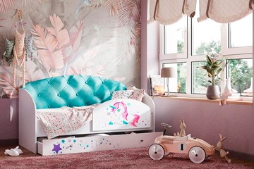 Кровать детская Звездочка с бортиком, Бирюза в Оренбурге