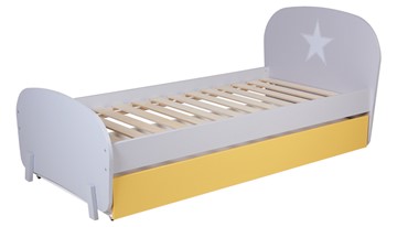 Кровать с ящиком POLINI Kids Mirum 1915 Серый / Желтый в Бузулуке