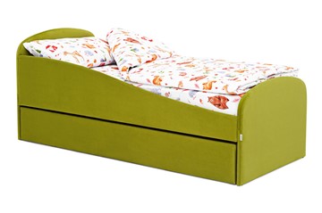 Мягкая кровать с ящиком Letmo оливковый (велюр) в Орске