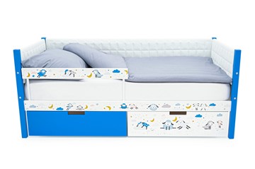 Детская кровать-тахта мягкая с фотопечатью, Svogen сине-белый/барашки в Бузулуке