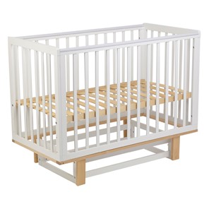 Кровать для новорожденных серия 3400 POLINI Kids Simple 340 с маятником Белый / Натуральный в Бузулуке