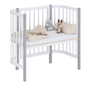 Кроватка детская приставная POLINI Kids Simple 105 Белый / Серый в Бузулуке - предосмотр 1