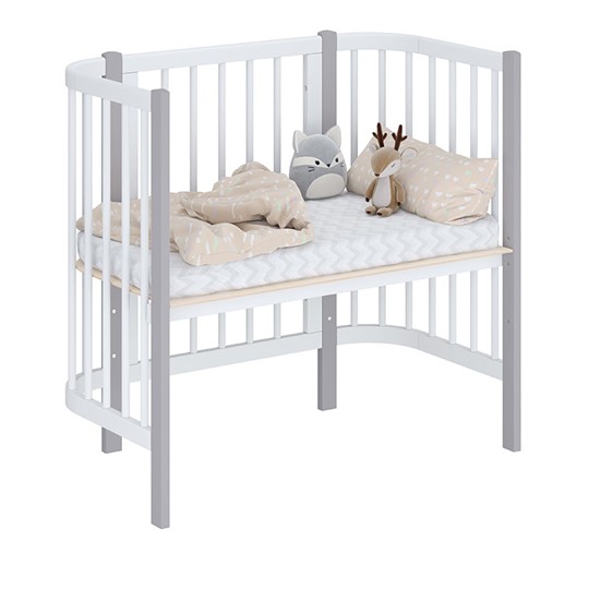 Кроватка детская приставная POLINI Kids Simple 105 Белый / Серый в Орске - изображение 1