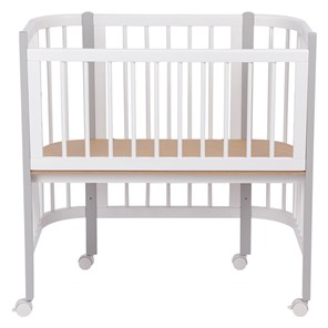 Кроватка детская приставная POLINI Kids Simple 105 Белый / Серый в Орске - предосмотр 3