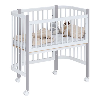 Кроватка детская приставная POLINI Kids Simple 105 Белый / Серый в Орске - изображение