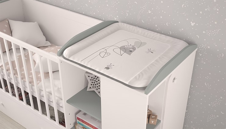 Кровать-трансформер детская с комодом POLINI Kids Ameli 800 Белый / Серый, серия AMELI в Бузулуке - изображение 3
