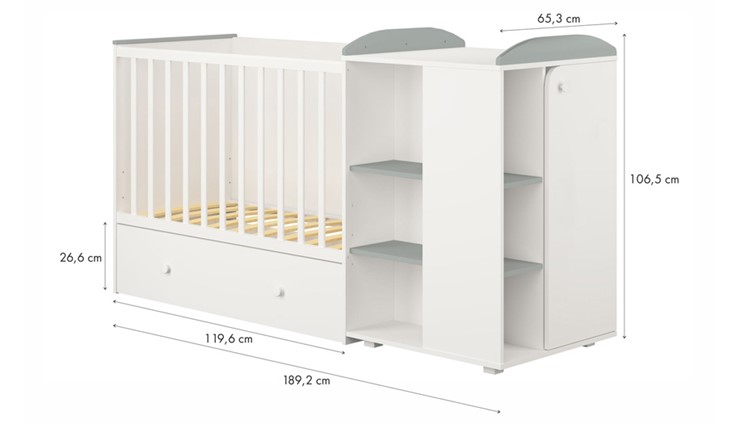 Кровать-трансформер детская с комодом POLINI Kids Ameli 800 Белый / Серый, серия AMELI в Орске - изображение 4