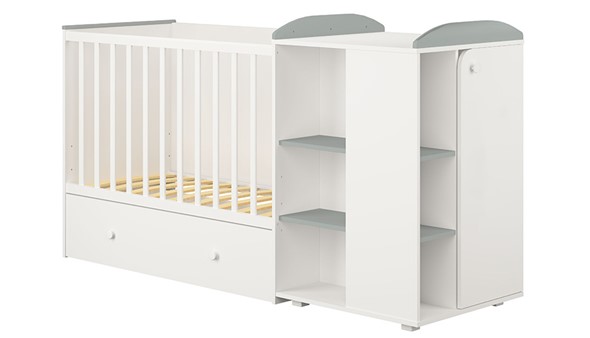 Кровать-трансформер детская с комодом POLINI Kids Ameli 800 Белый / Серый, серия AMELI в Орске - изображение