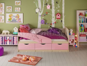 Детская кровать Дельфин, Розовый глянец 80х200 в Бузулуке