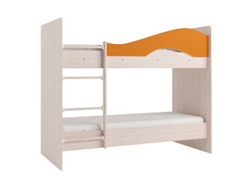Двухъярусная кровать Мая на щитах, корпус Млечный дуб, фасад Оранжевый в Орске