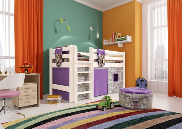 Кровать-чердак в детскую Соня, Вариант 11 Белый в Орске - изображение