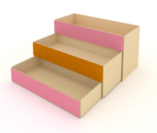 Детская кровать 3-х уровневая КД-3, Беж + Розовый + Оранжевый в Орске - изображение